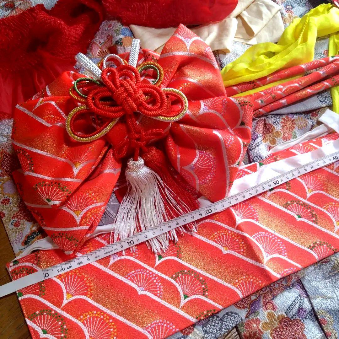 上品レトロレアカラー★ちりめん古典グレー★着物帯他小物フルセット