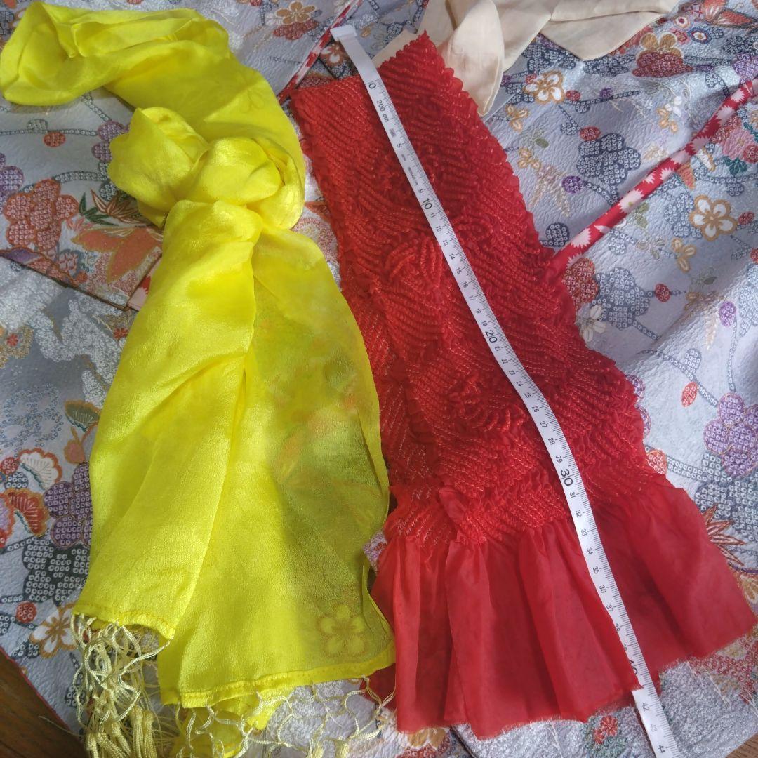 上品レトロレアカラー★ちりめん古典グレー★着物帯他小物フルセット