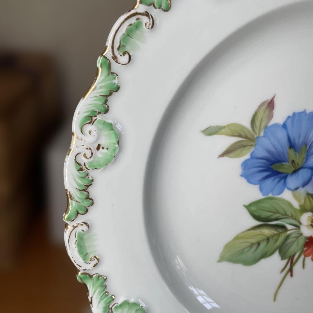 アンティーク　マイセン 花柄陶磁器プレート