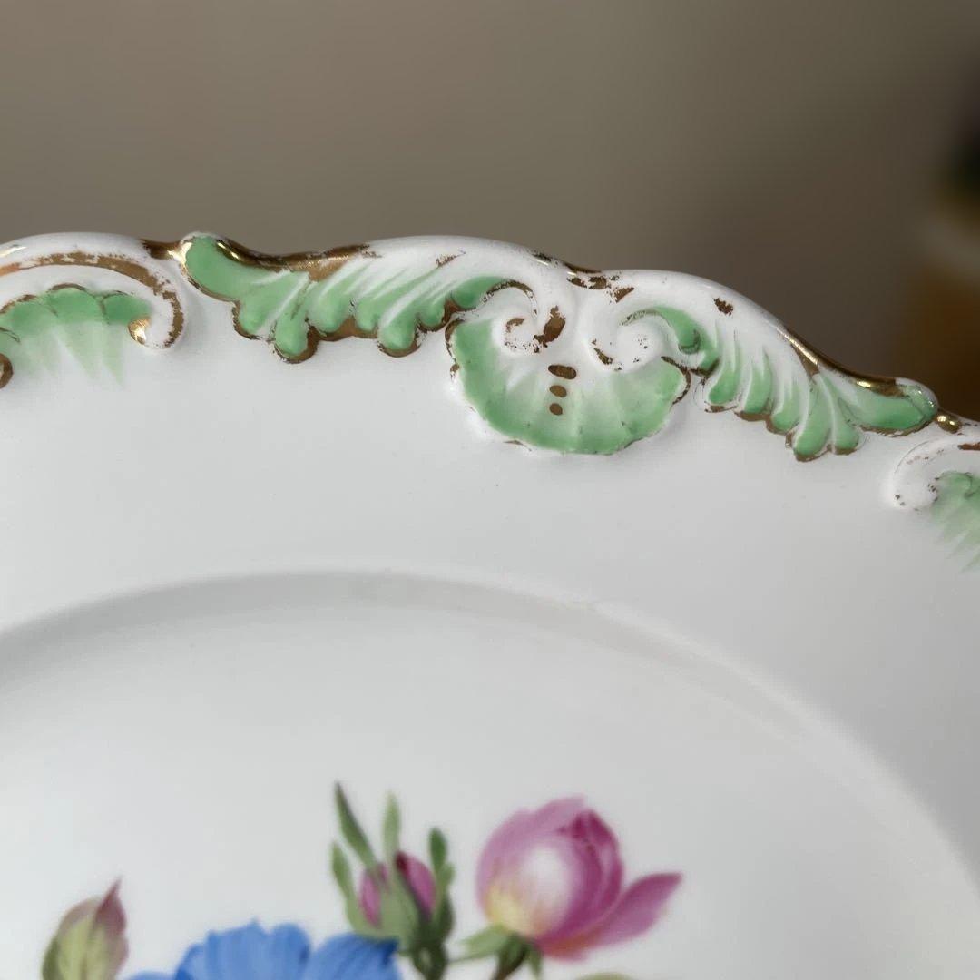 アンティーク　マイセン 花柄陶磁器プレート