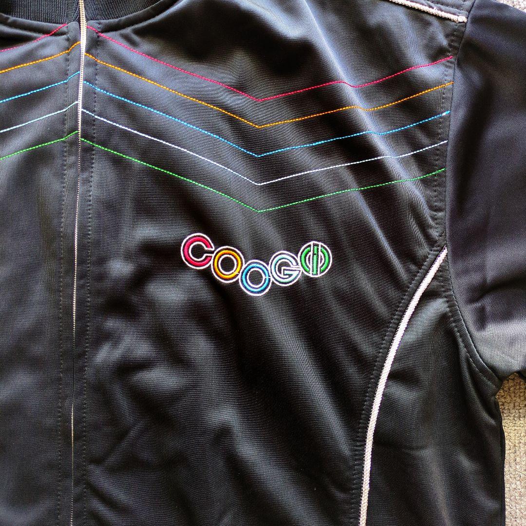 クージートラックジャケット立体両面刺繍ラメラインレインボーオーバーサイズ黒3XL