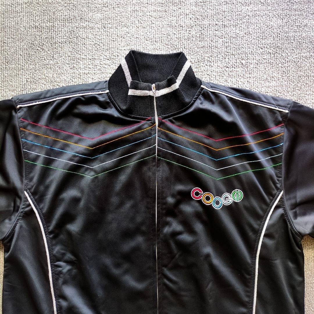 クージートラックジャケット立体両面刺繍ラメラインレインボーオーバーサイズ黒3XL