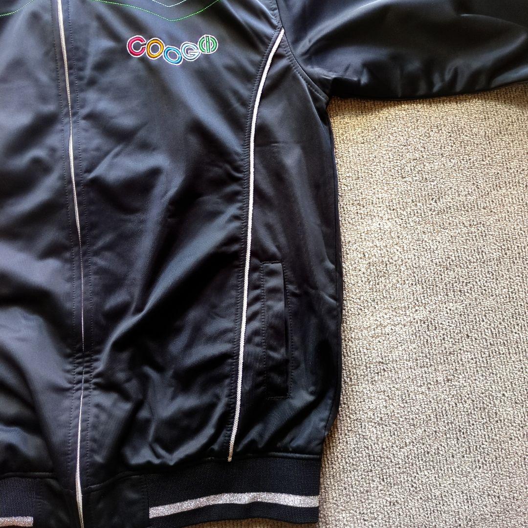 クージートラックジャケット立体両面刺繍ラメラインレインボーオーバーサイズ黒3XL