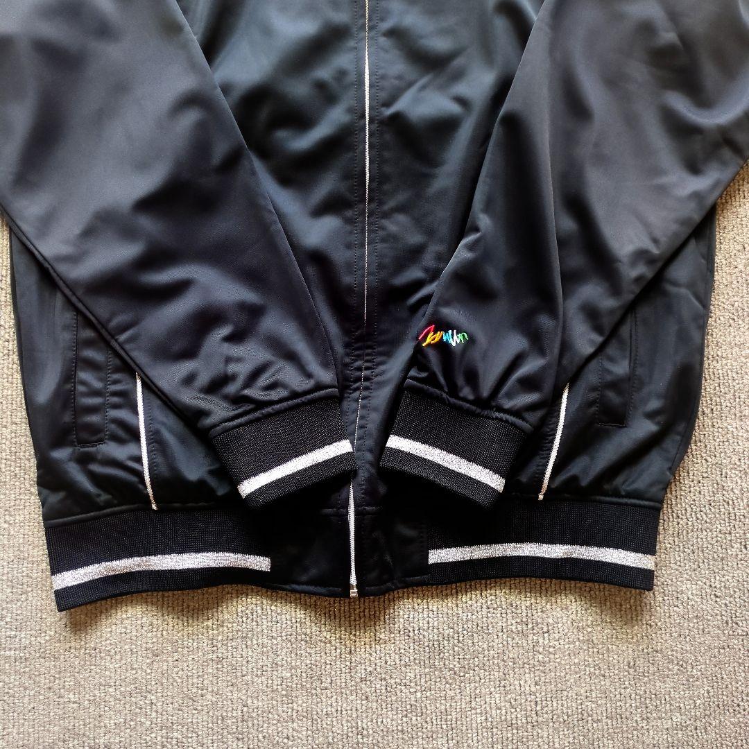 クージートラックジャケット立体両面刺繍ラメラインレインボーオーバーサイズ黒3XL