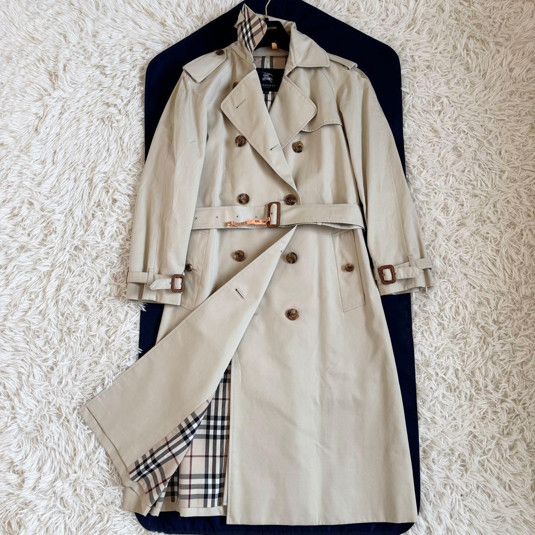 未使用級　バーバリーロンドン　マキシ　トレンチコート　ノバチェック　ベージュ　M