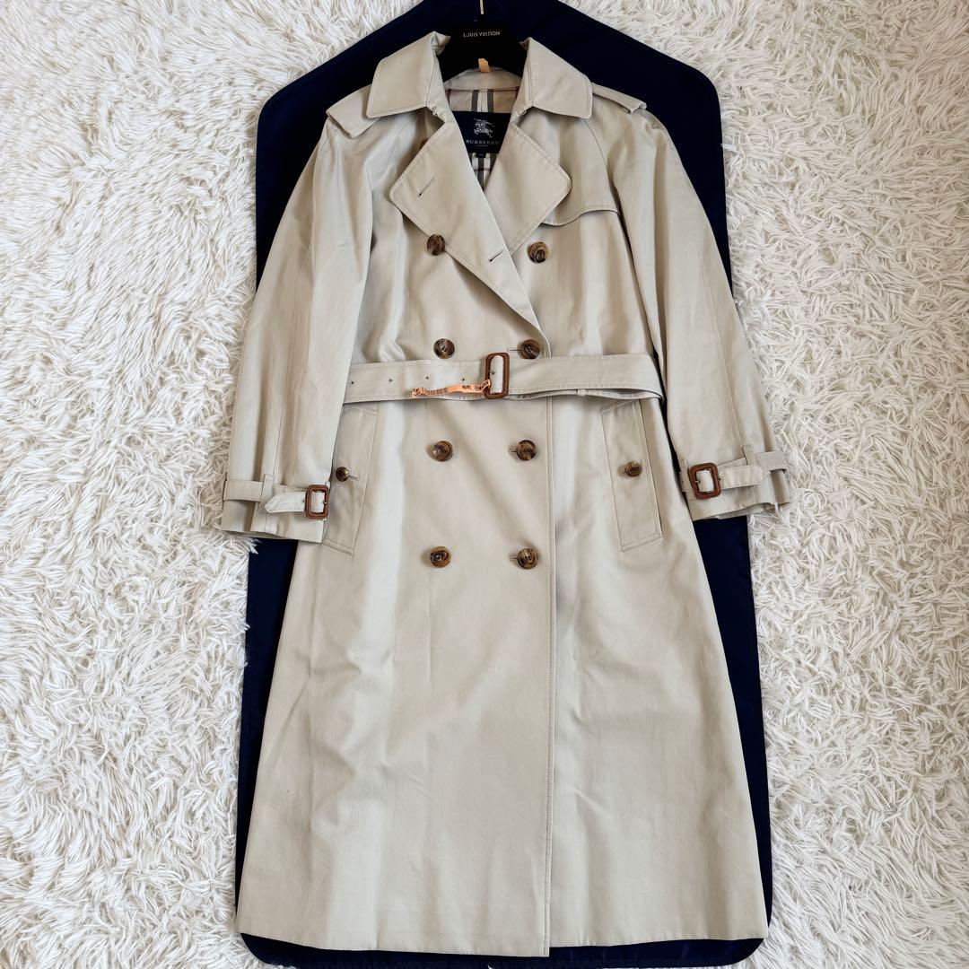 未使用級　バーバリーロンドン　マキシ　トレンチコート　ノバチェック　ベージュ　M