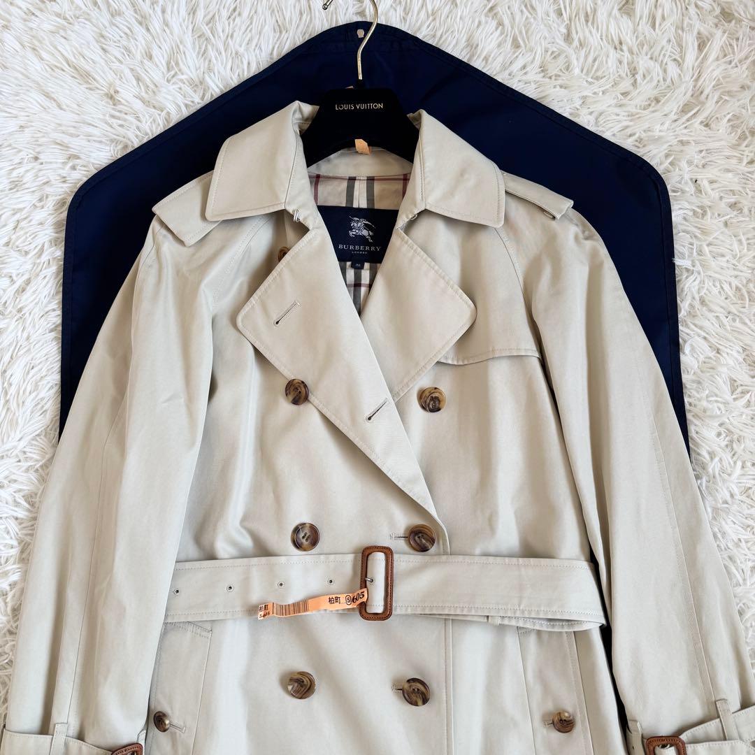 未使用級　バーバリーロンドン　マキシ　トレンチコート　ノバチェック　ベージュ　M