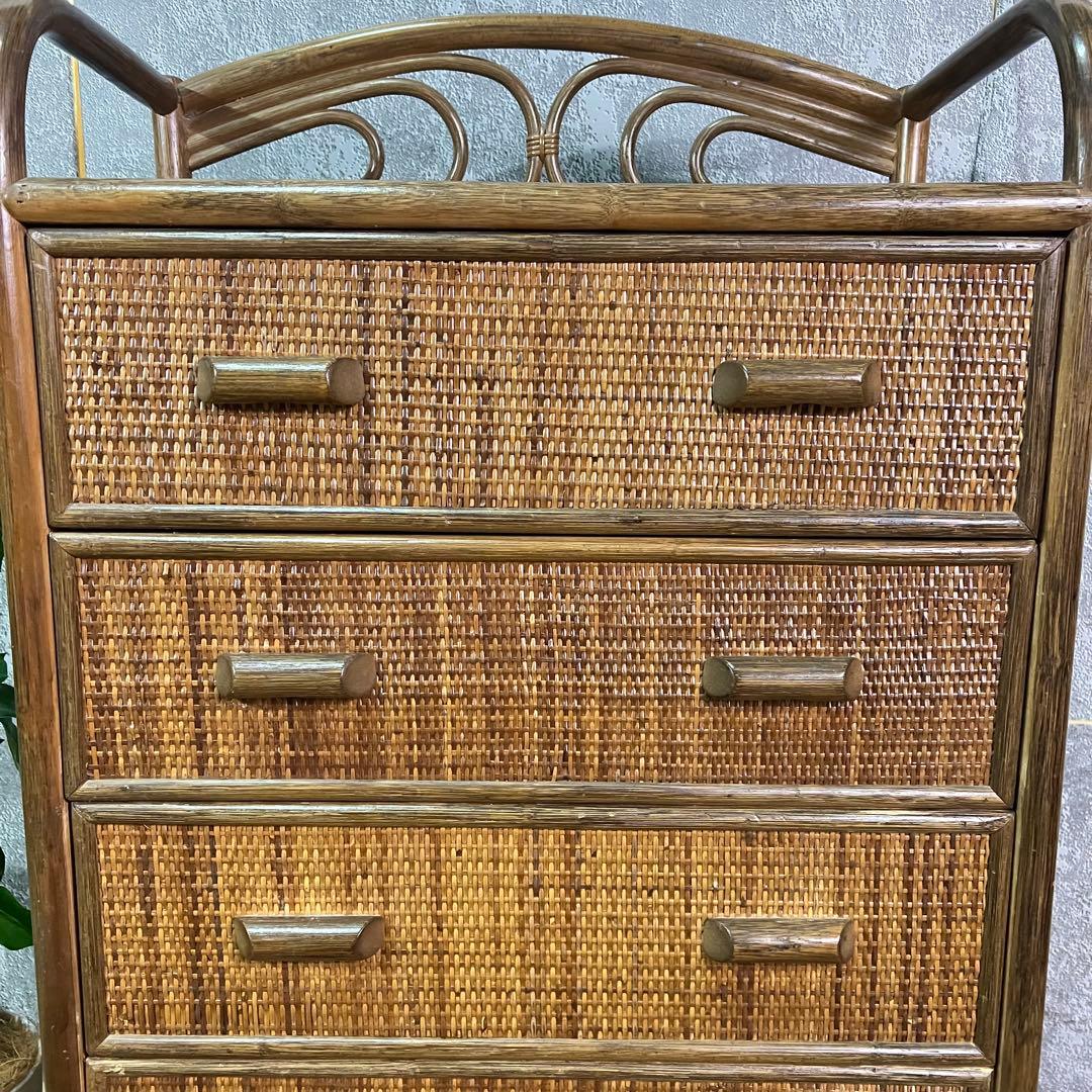 やっち★꧁籐家具꧂ラタン 5段チェスト 箪笥 タンス たんす 昭和レトロ