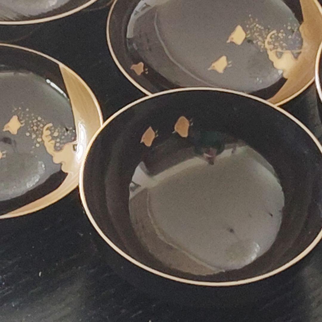 明治 骨董 輪島塗 木製 金蒔絵 波 千鳥 蓋付 吸物椀 アンティーク