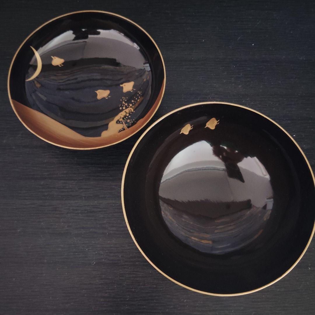 明治 骨董 輪島塗 木製 金蒔絵 波 千鳥 蓋付 吸物椀 アンティーク