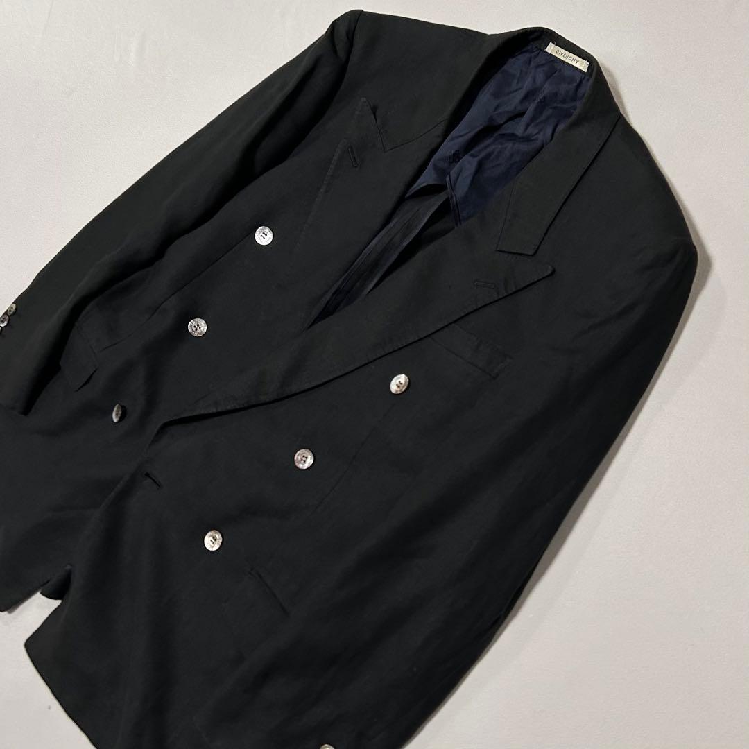 80s GIVENCHY リネン100% ダブルブレスト テーラードジャケット