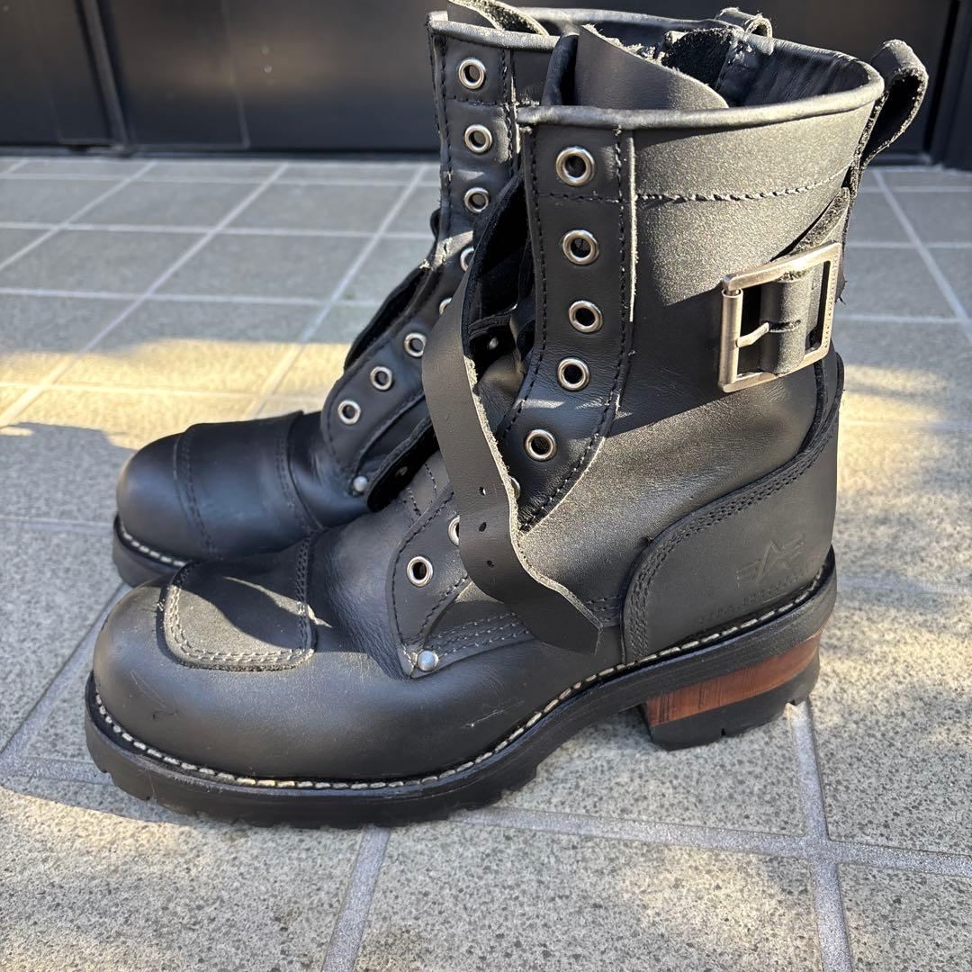 ブラックレザー レースアップブーツ　26センチ