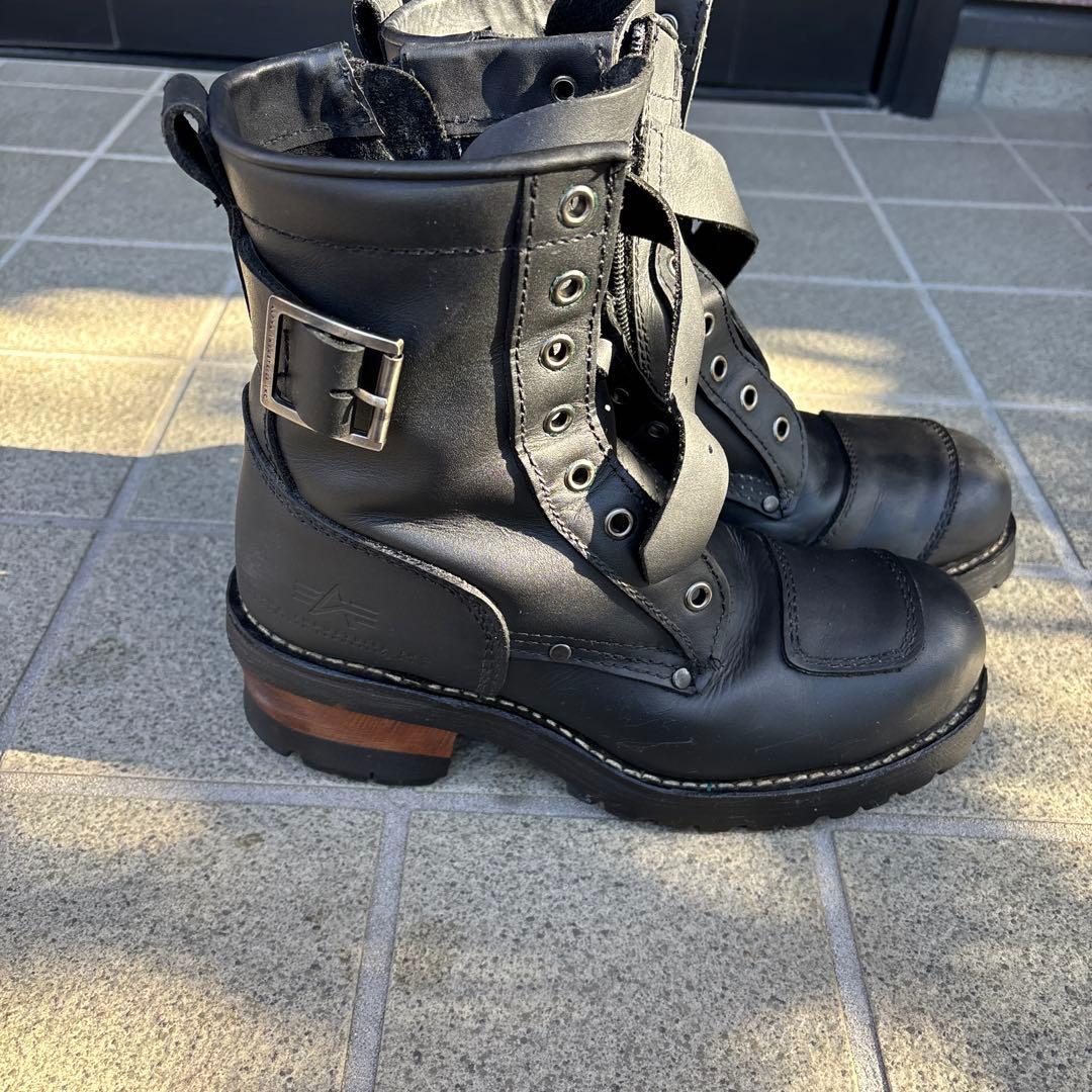 ブラックレザー レースアップブーツ　26センチ