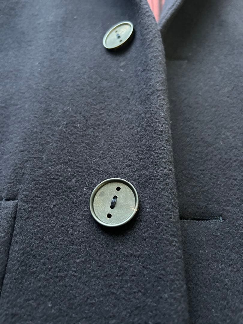 【美品】Hevoイーヴォ チェスターコートネイビー44（M〜L相当）