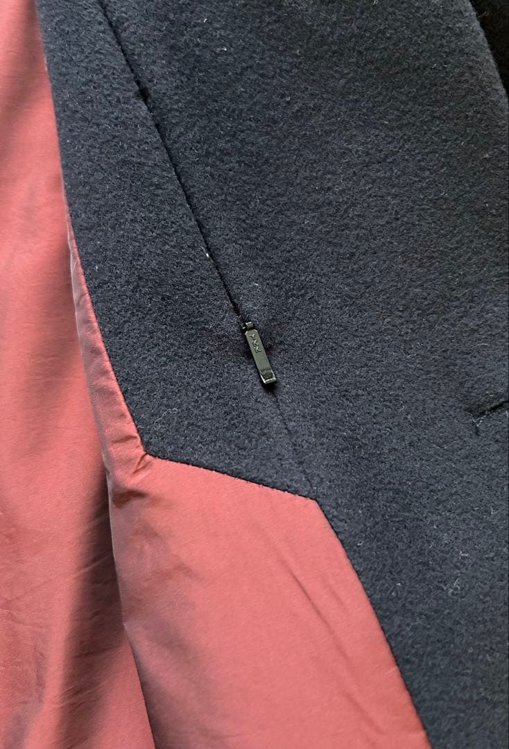 【美品】Hevoイーヴォ チェスターコートネイビー44（M〜L相当）