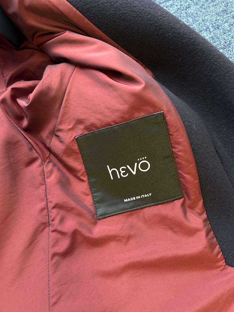 【美品】Hevoイーヴォ チェスターコートネイビー44（M〜L相当）