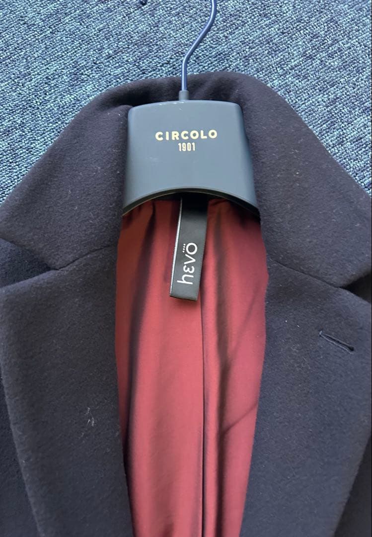 【美品】Hevoイーヴォ チェスターコートネイビー44（M〜L相当）