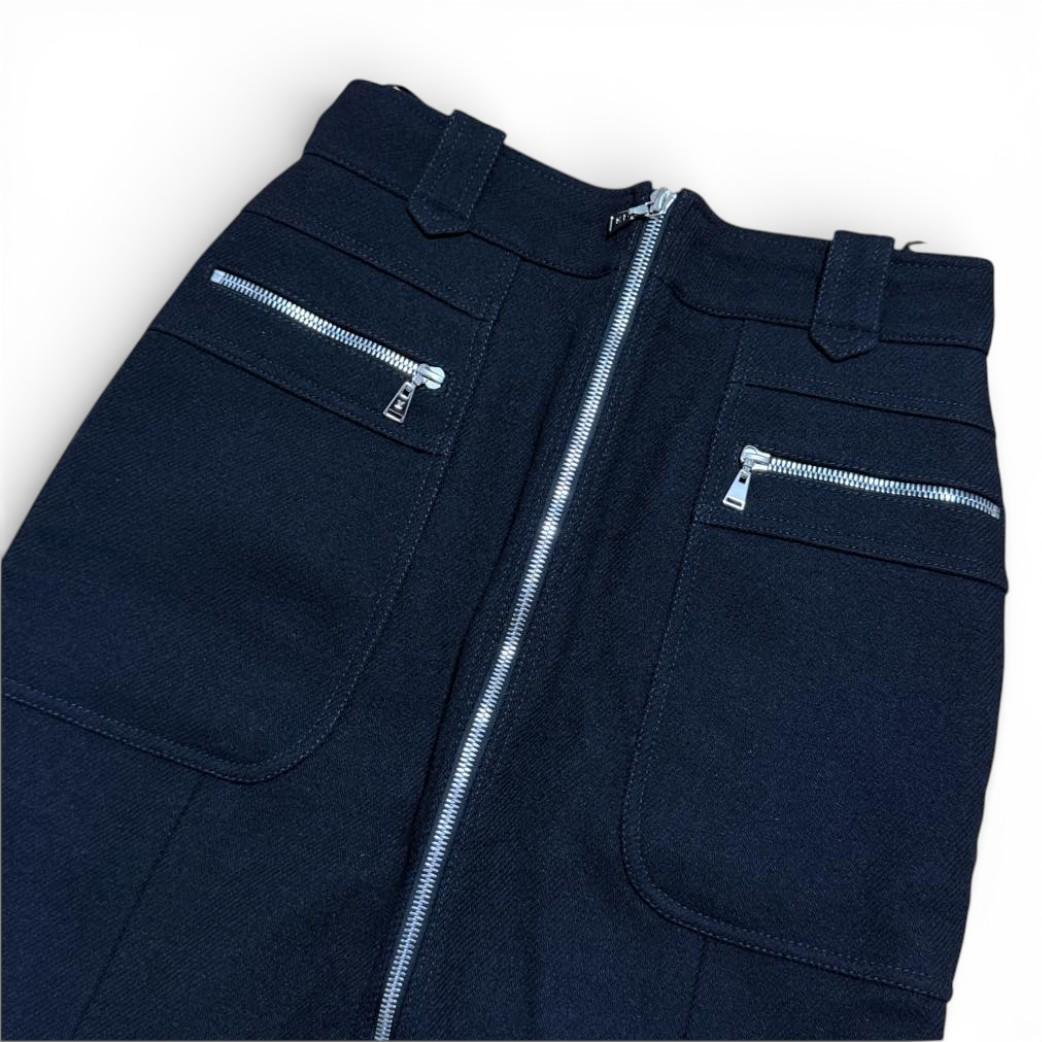 ルイヴィトン ウール ジップデザイン メルトンスカート ブラック