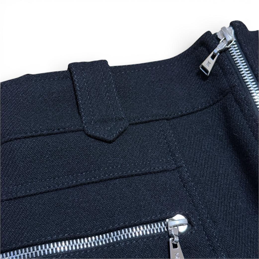 ルイヴィトン ウール ジップデザイン メルトンスカート ブラック