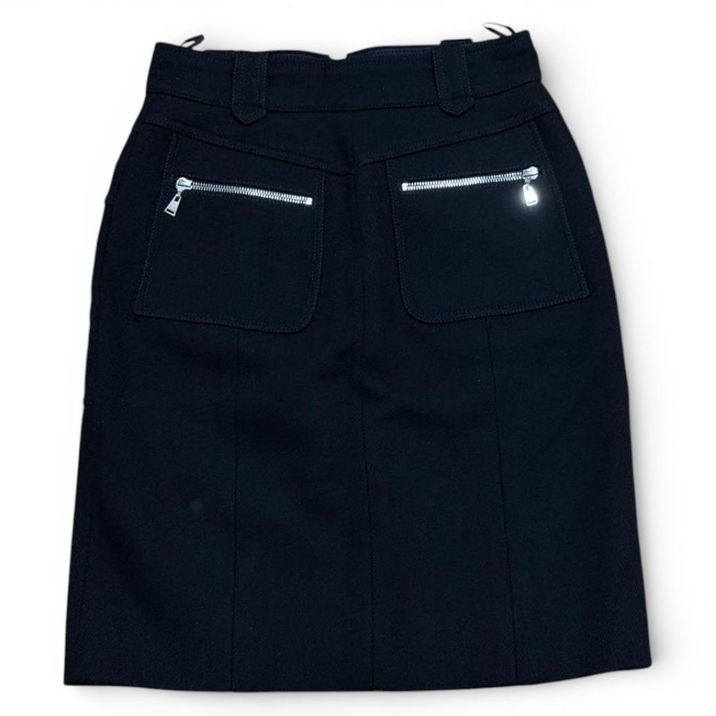 ルイヴィトン ウール ジップデザイン メルトンスカート ブラック