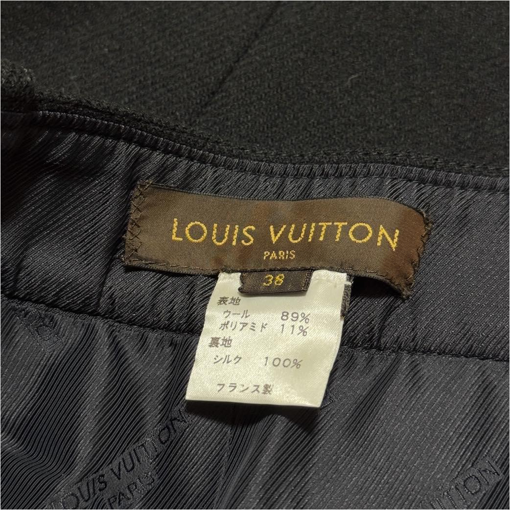 ルイヴィトン ウール ジップデザイン メルトンスカート ブラック