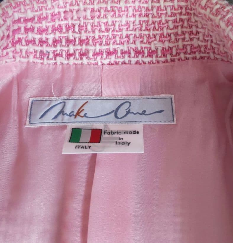 ツイードジャケット　イタリア製生地　孝富　ピンク　M おしゃれ