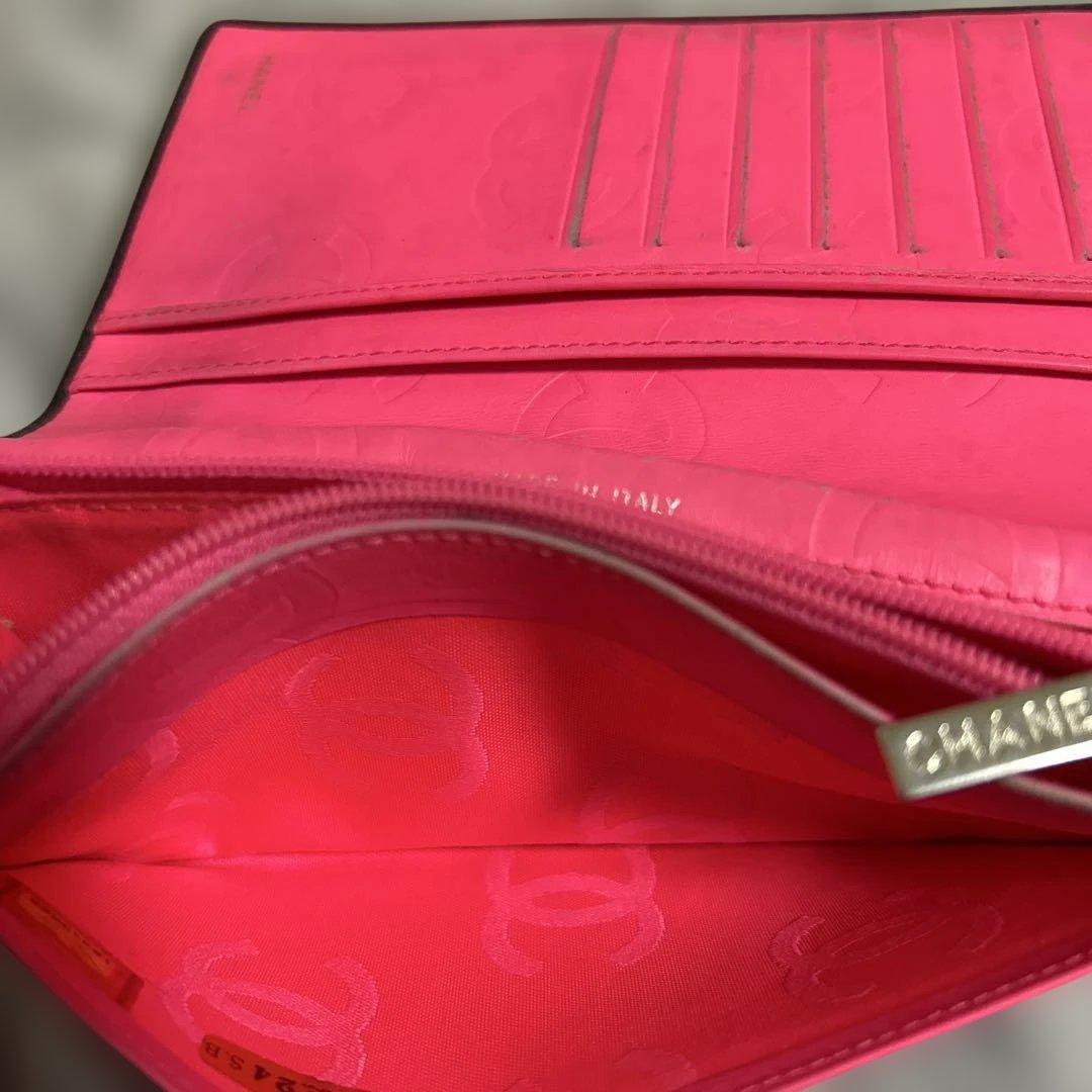 CHANEL ブラック カンボンライン 長財布