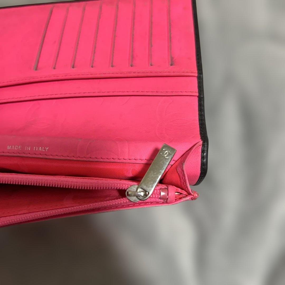CHANEL ブラック カンボンライン 長財布