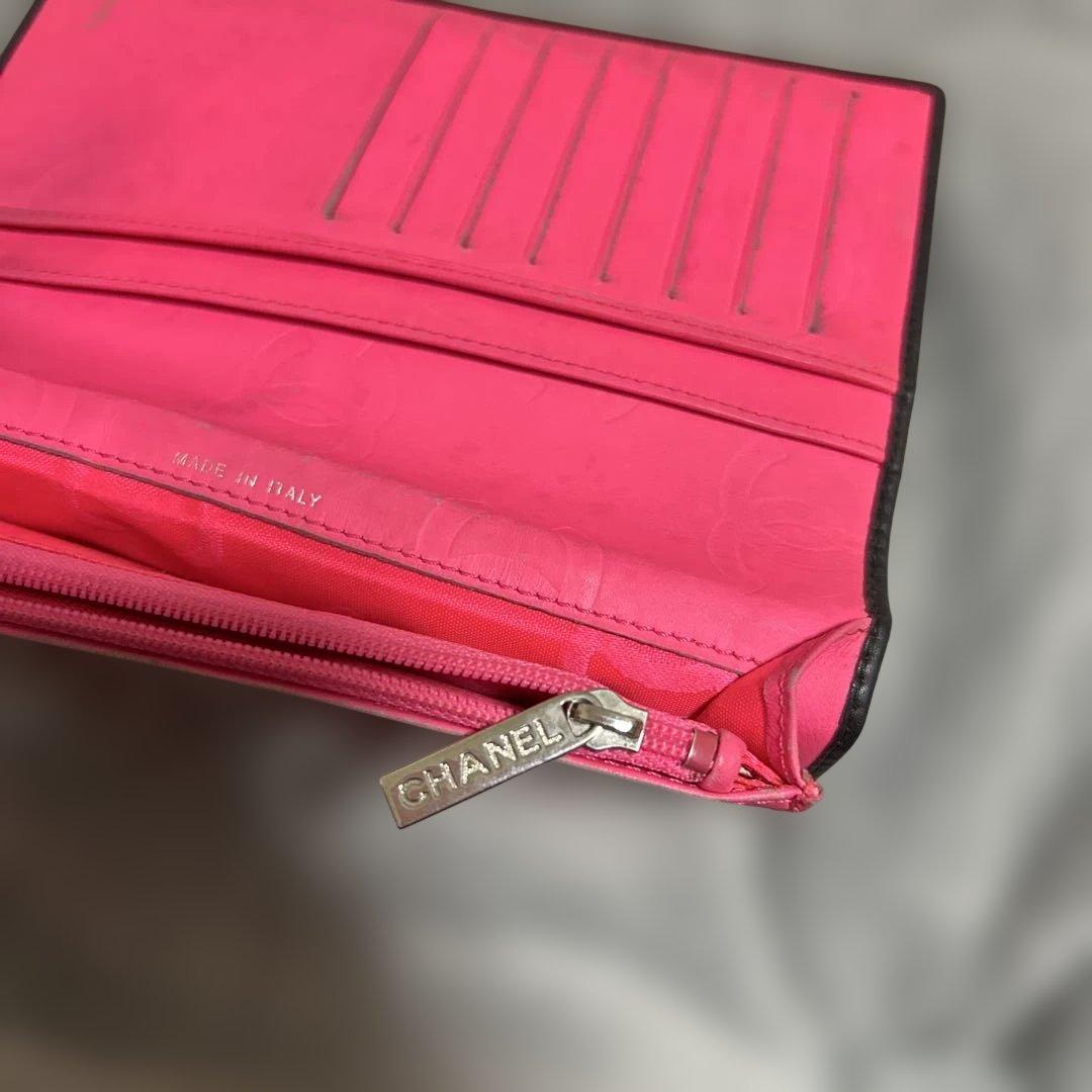 CHANEL ブラック カンボンライン 長財布