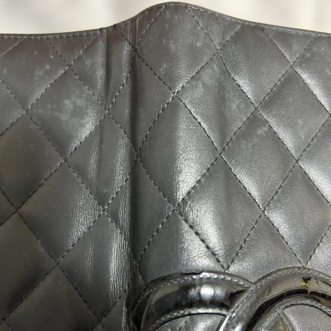CHANEL ブラック カンボンライン 長財布