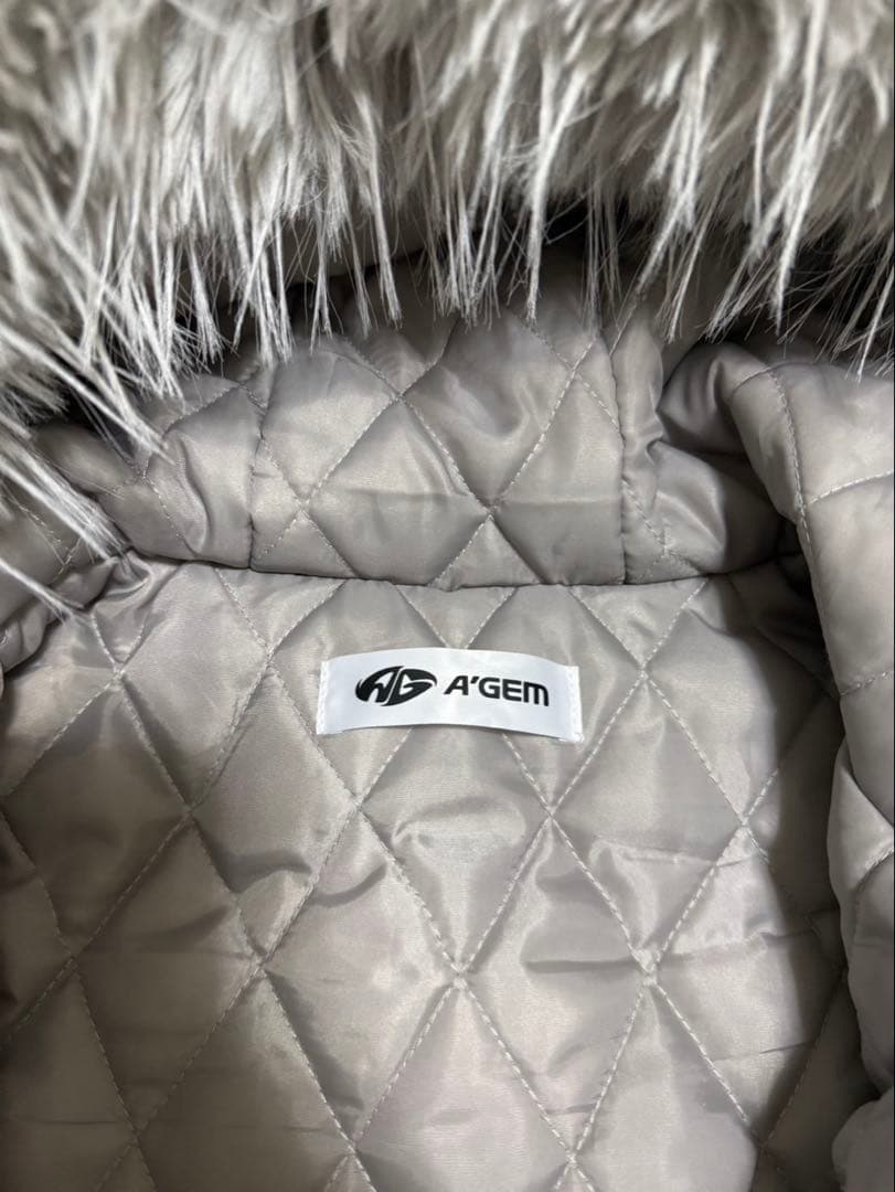 A'GEM シルバー MA-1ジャケット フード付き