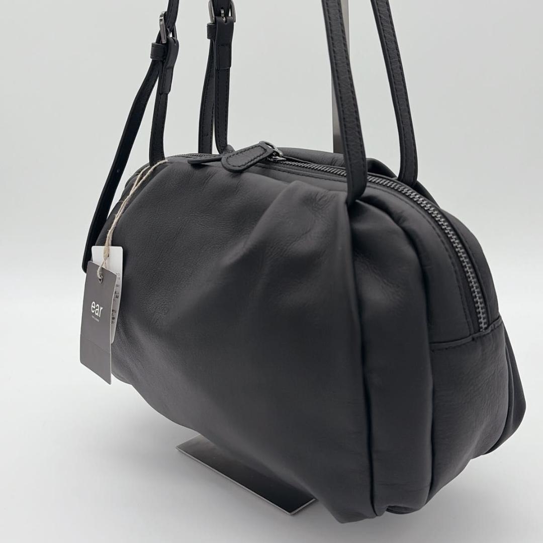 新品未使用 ear PAPILLONNER コロンボストンバッグ ブラック 牛革