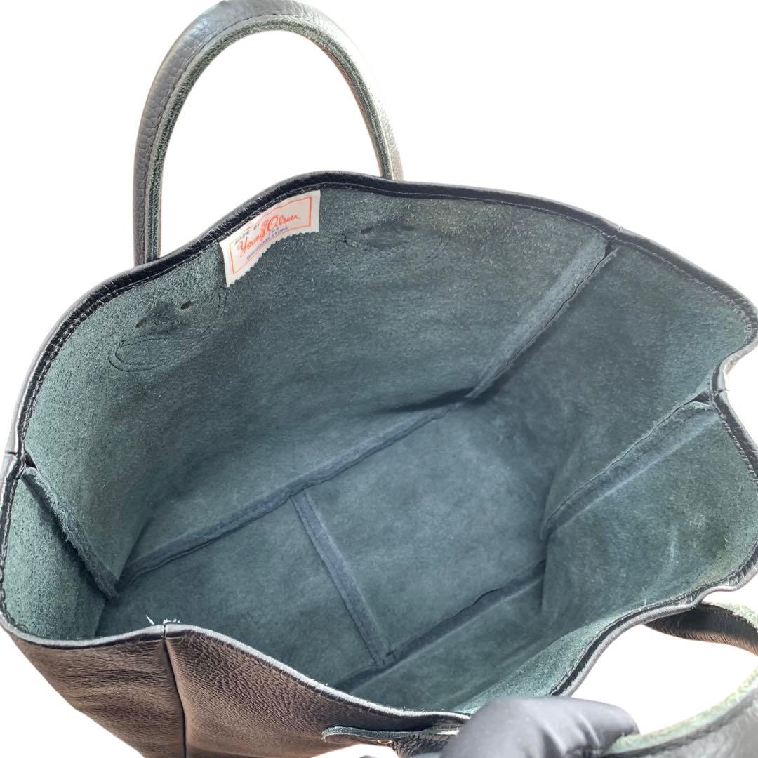 【現行品】ヤングアンドオルセン エンボス レザー トートバッグ M 黒