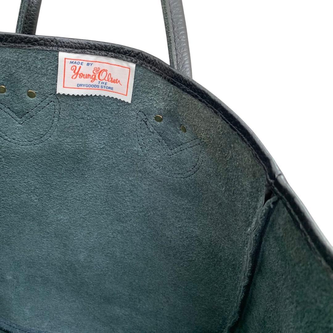 【現行品】ヤングアンドオルセン エンボス レザー トートバッグ M 黒