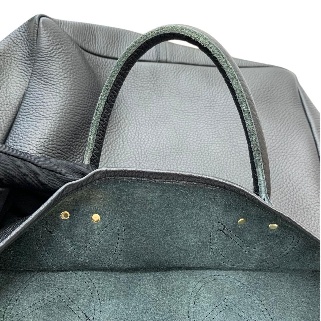 【現行品】ヤングアンドオルセン エンボス レザー トートバッグ M 黒