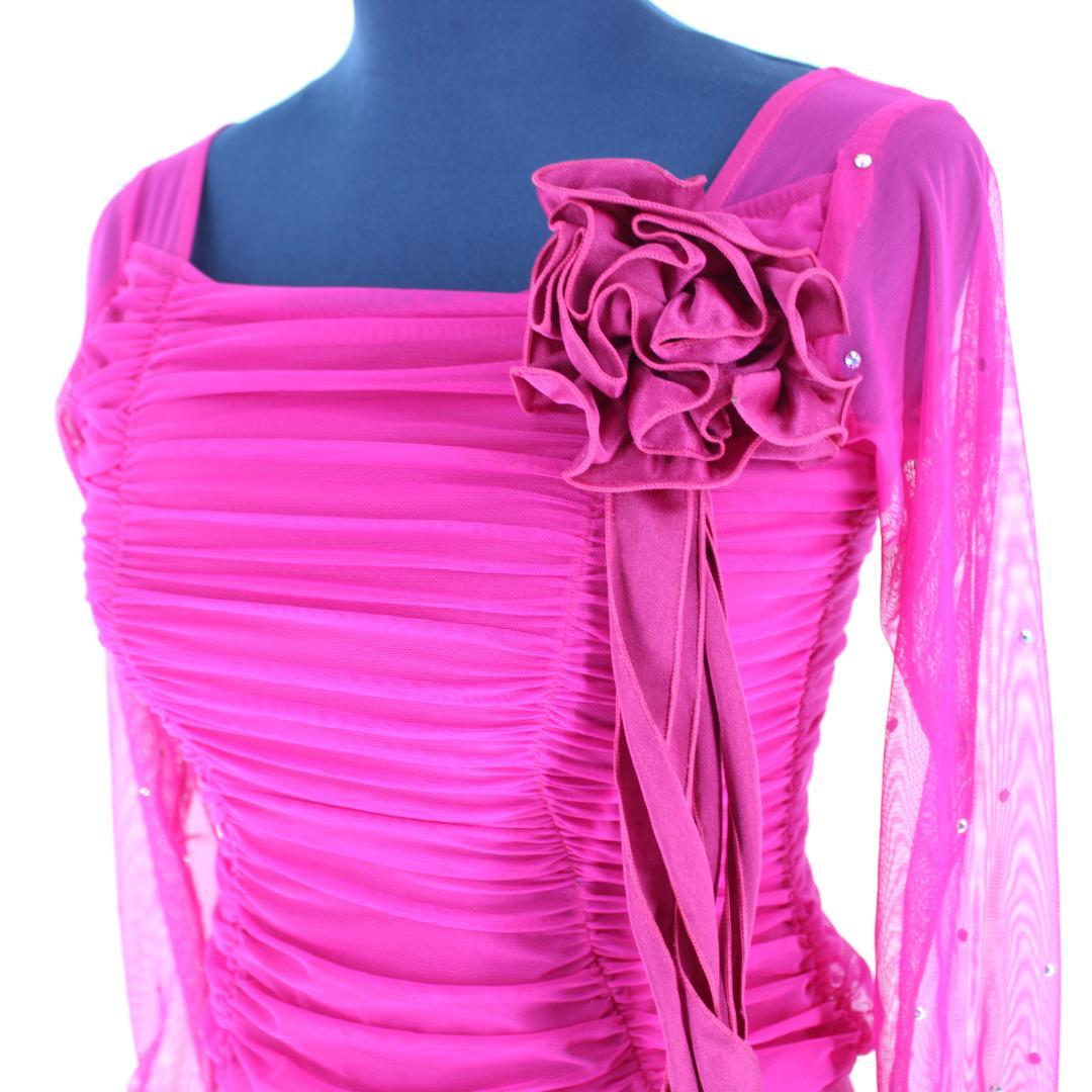 【美品 日本製 社交ダンス衣装】パープル SUNLINE ワンピース ドレス