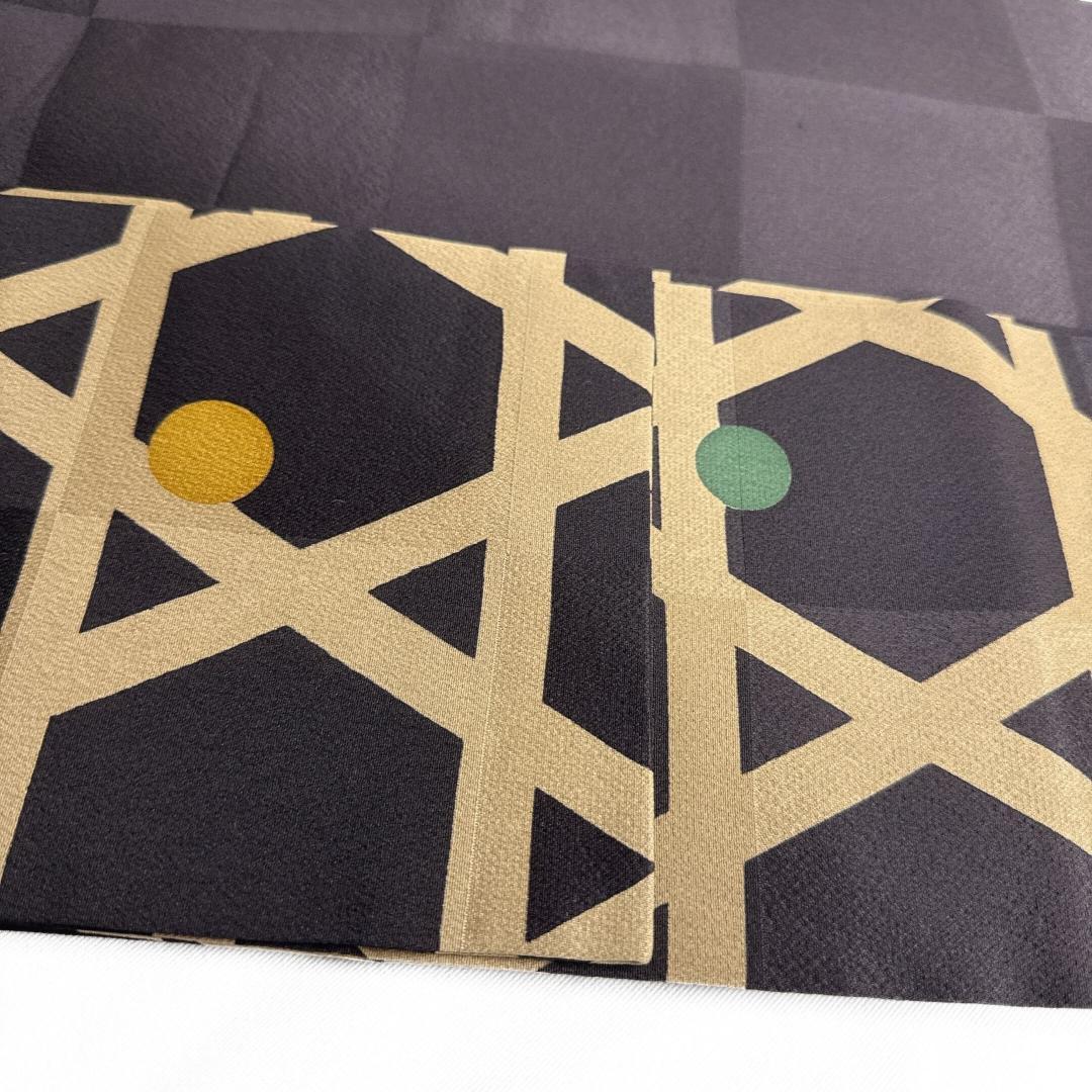 未着用　名古屋帯　籠目　ドット　市松模様　着物　121a o