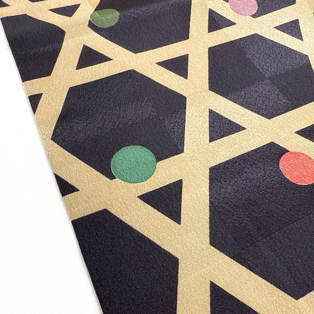 未着用　名古屋帯　籠目　ドット　市松模様　着物　121a o