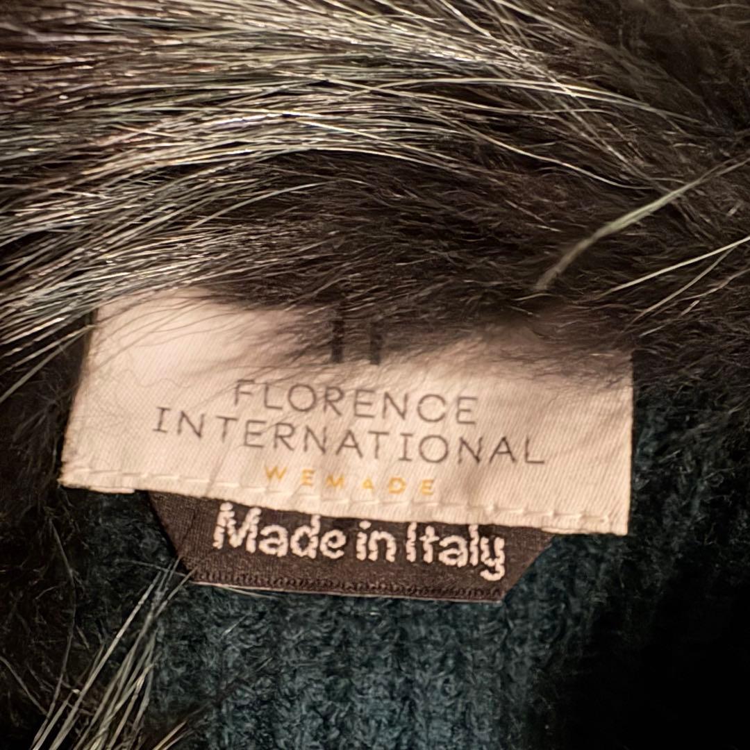 美品　Florence イタリア製カシミア95％　フォックスファー　ケープコート