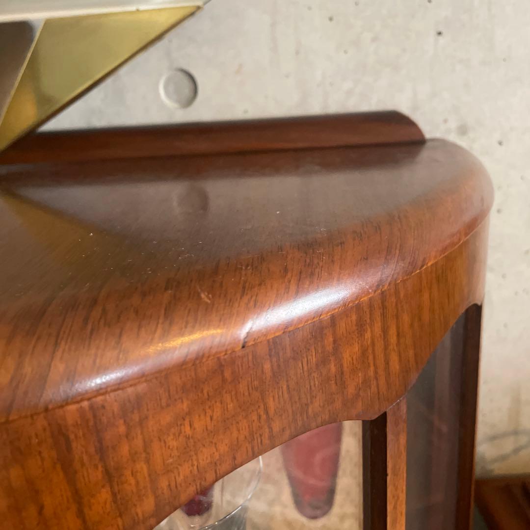 木製円形キャビネット ガラス扉付き