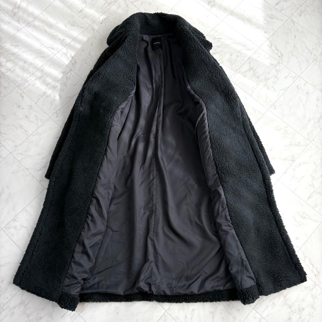 【ノーク】ボアコート　ロング　テディベアコート　ゆったり　チャコールグレー　M