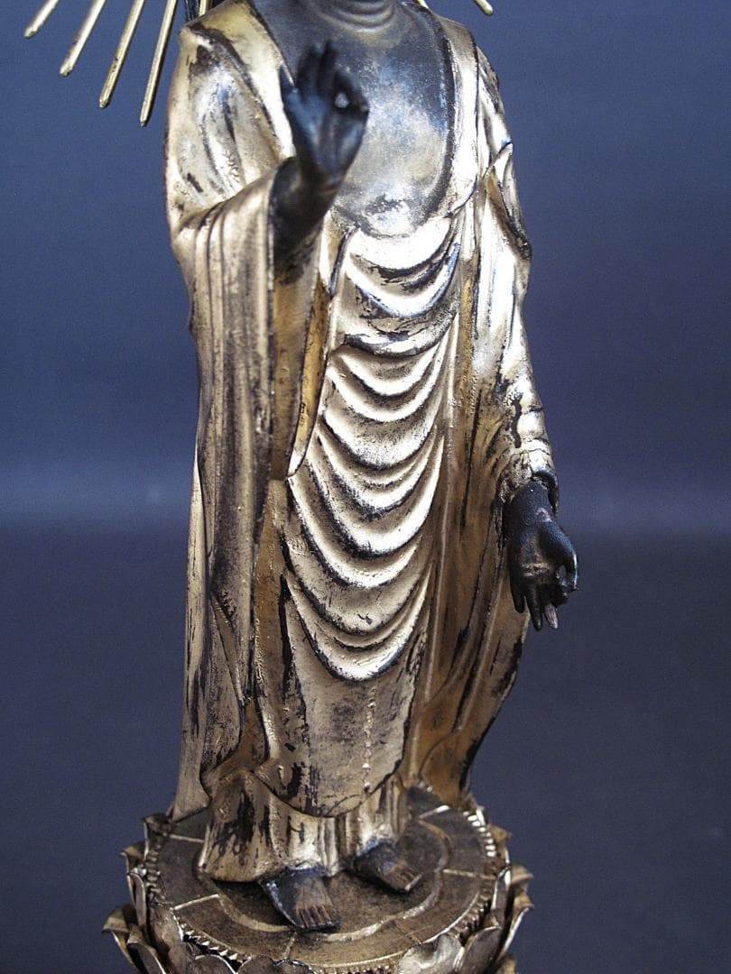 古仏像!!『木造 阿弥陀如来立像』総高33.5㎝ 像高19.5㎝