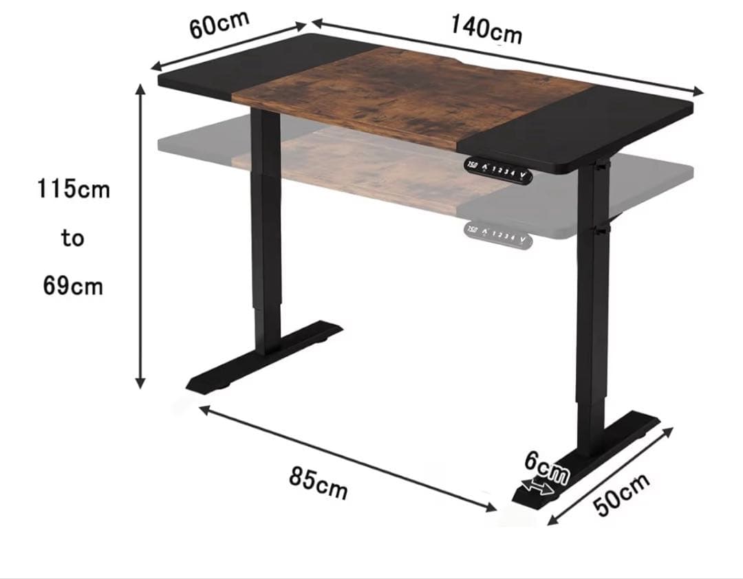 bilbil デスク 昇降式 電動昇降式机 140CM×60CM