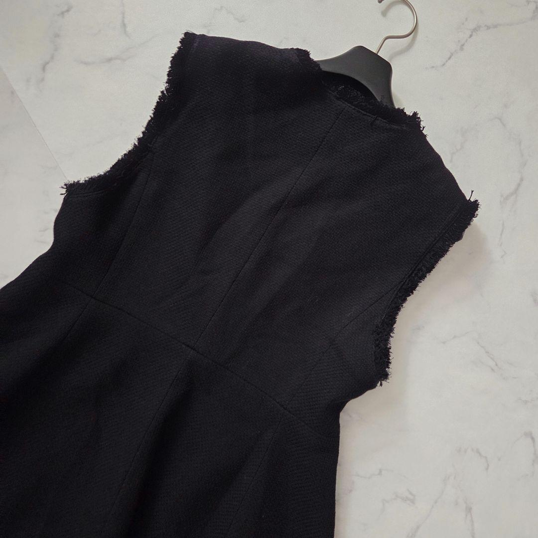 美品バスケット　ペプラムジレ　金ボタン　ネイビー　グリーンレーベルリラクシング