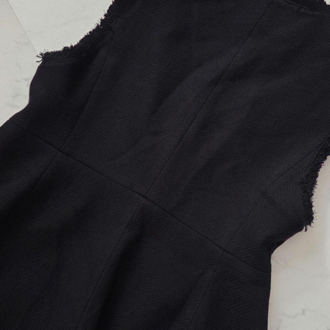 美品バスケット　ペプラムジレ　金ボタン　ネイビー　グリーンレーベルリラクシング