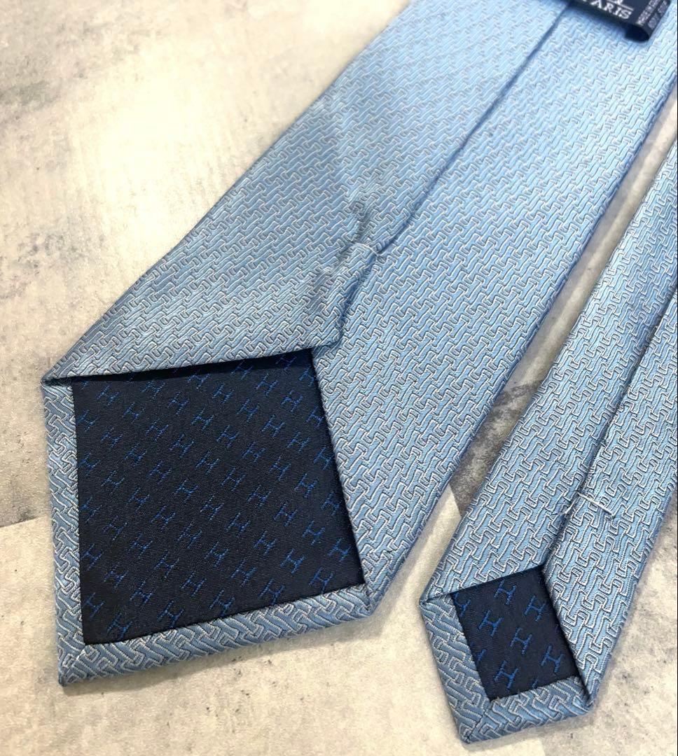 HERMES ネクタイ ハイブランド ファソネ ジャガード 光沢