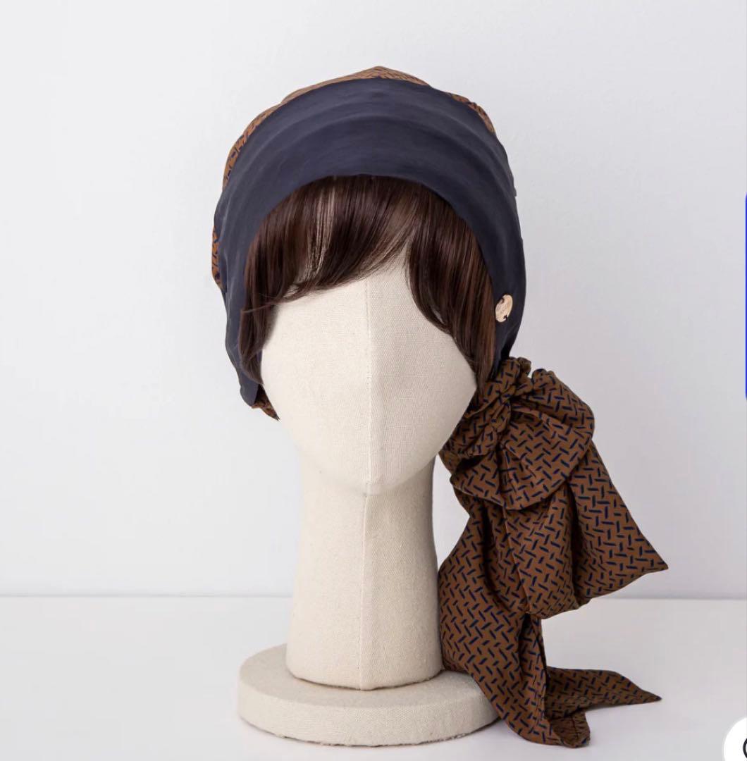 【試着のみ】BAREN スカーフハット Ｍ　Antique-Brown