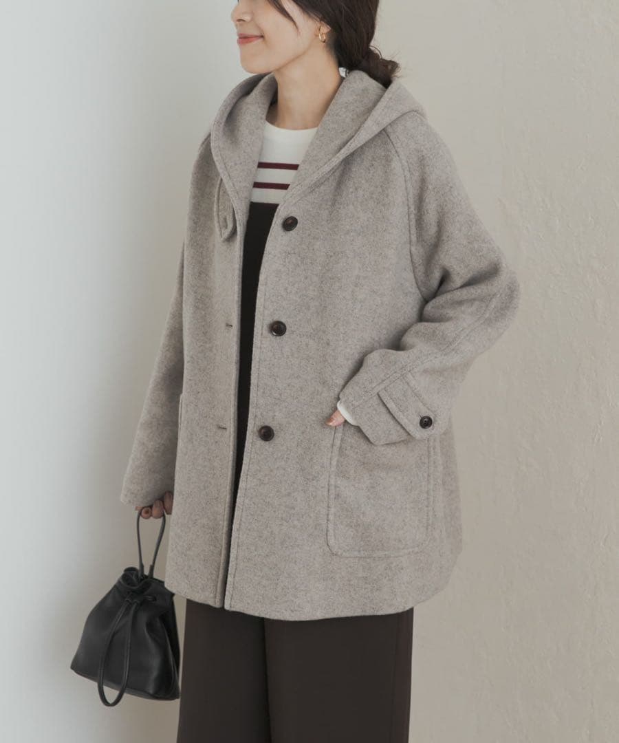 アーバンリサーチドアーズ　エアリーウールフードコート　極美品