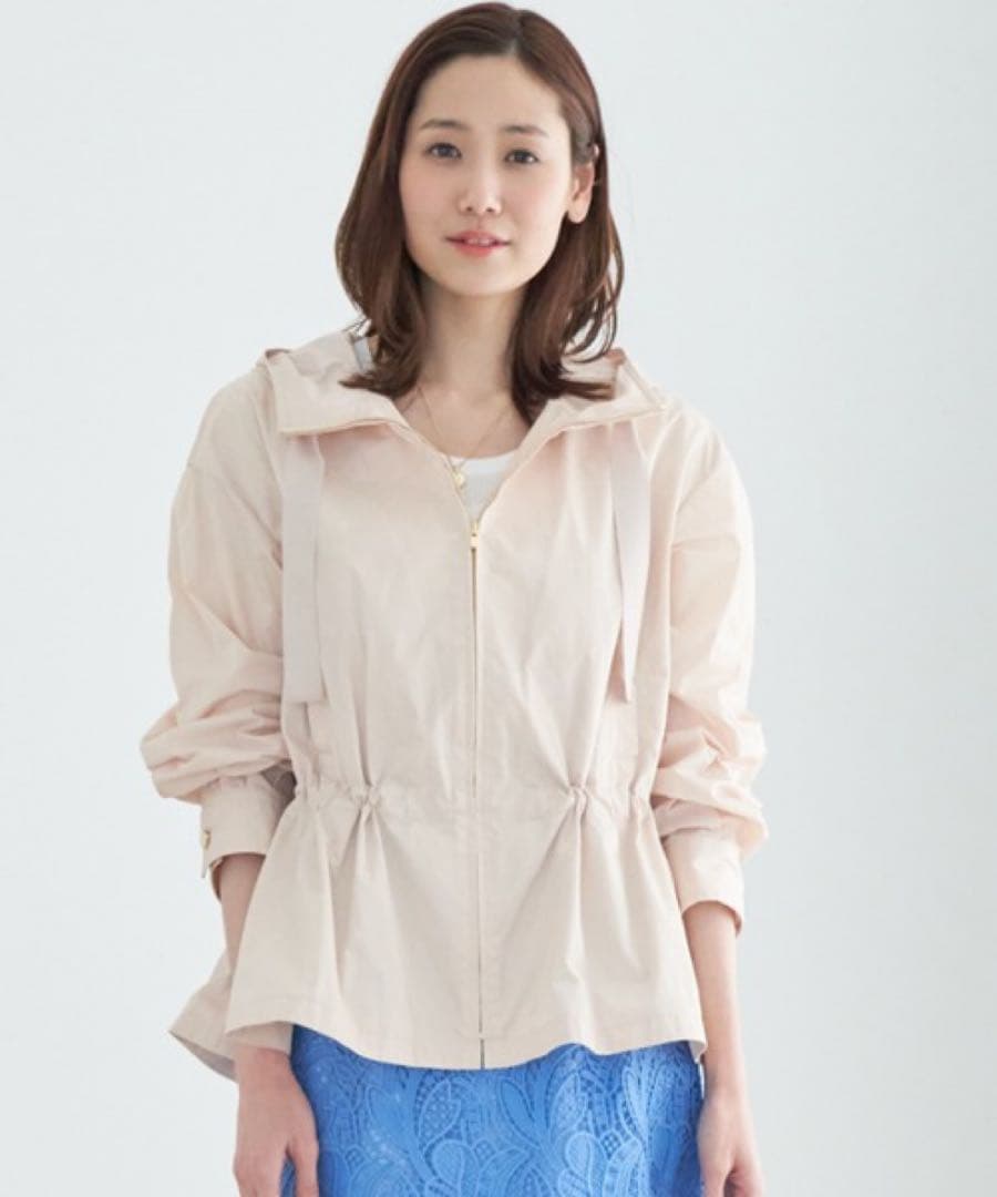 【1249】アナイ　タフタフードツキブルゾン　ライトベージュ　36