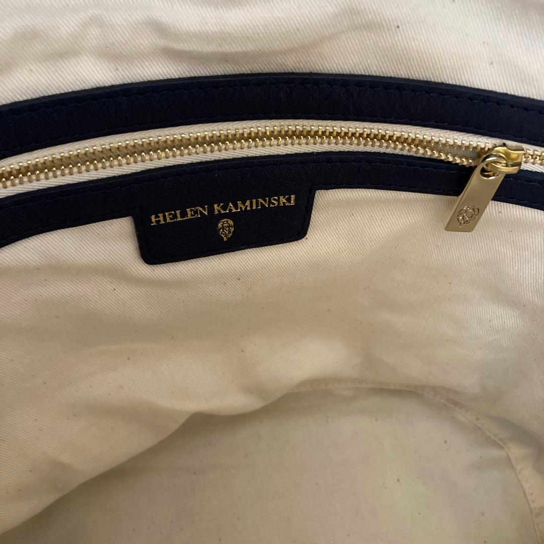 【美品】HELEN KAMINSKIレザーハンドル ラフィア トート バッグ